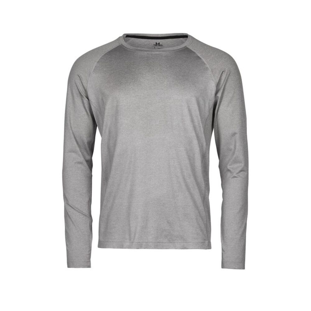 Tee Jays Mens CoolDry Long-Sleeved Crop T-Shirt / Grey Melange